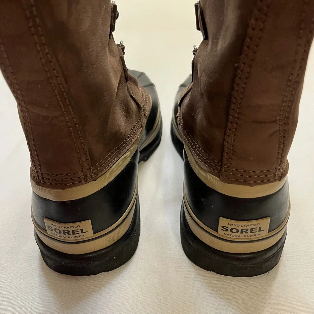 Sorel Caribou Men's Brown Black Waterproof Warm Lined Winter Snow Boots Size 8